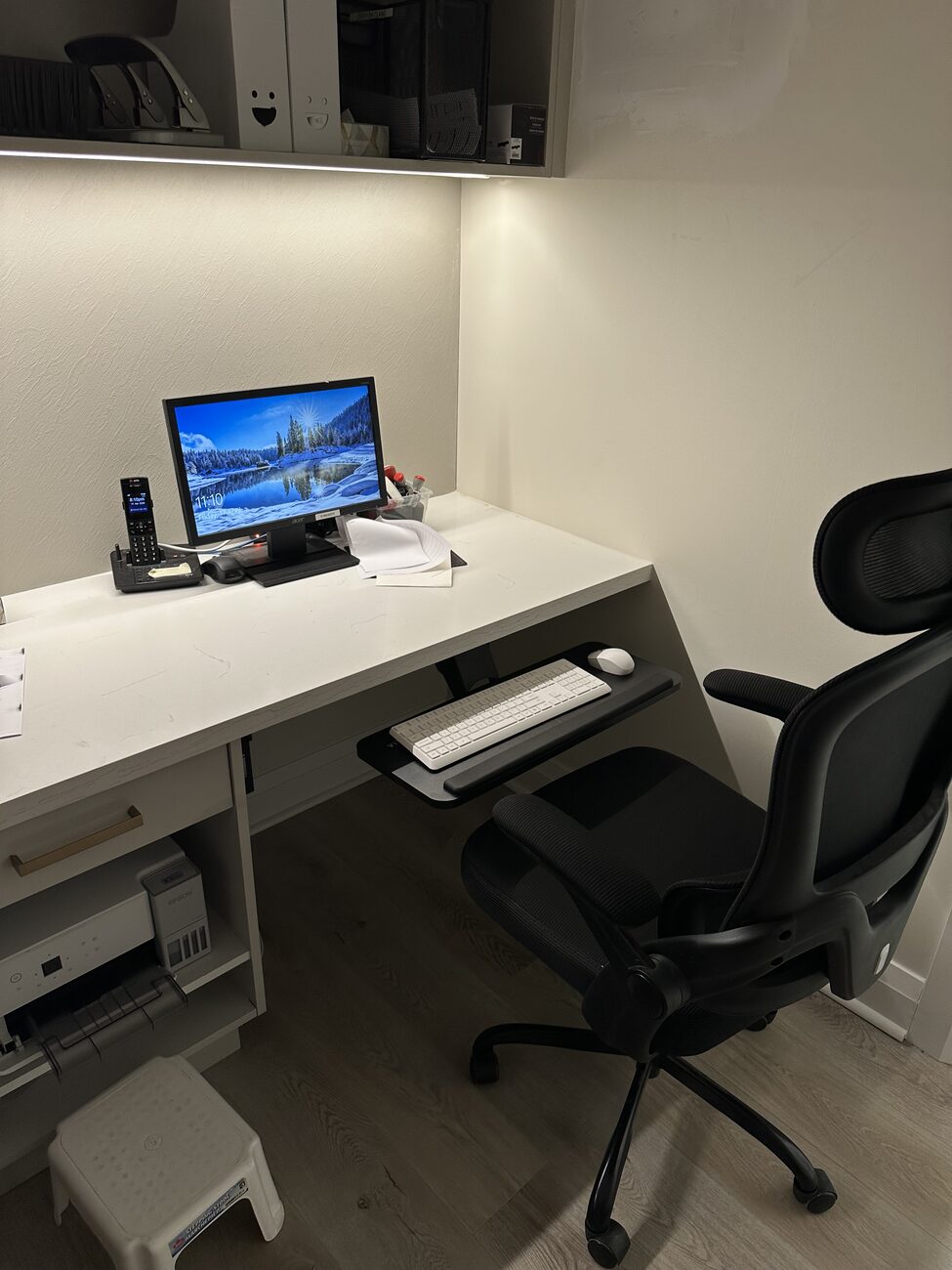 The refreshed admin station with custom modern office millwork