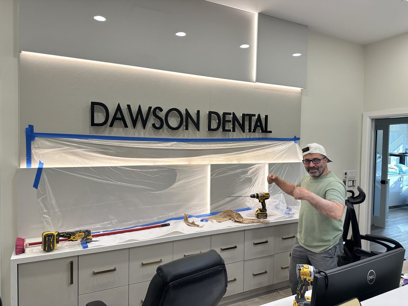 Mounting the signage.