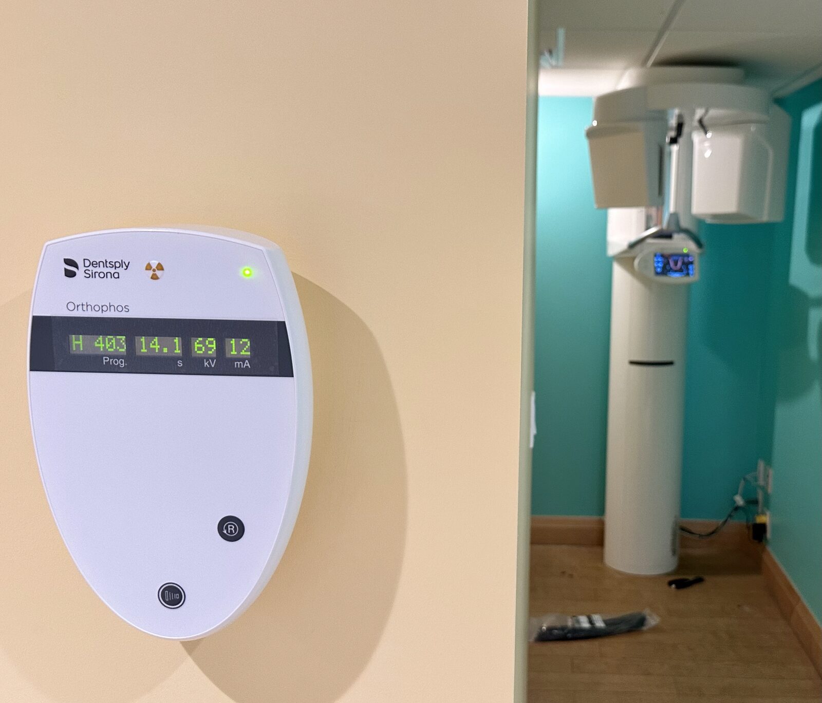 The installed panoramic X-ray control panel.