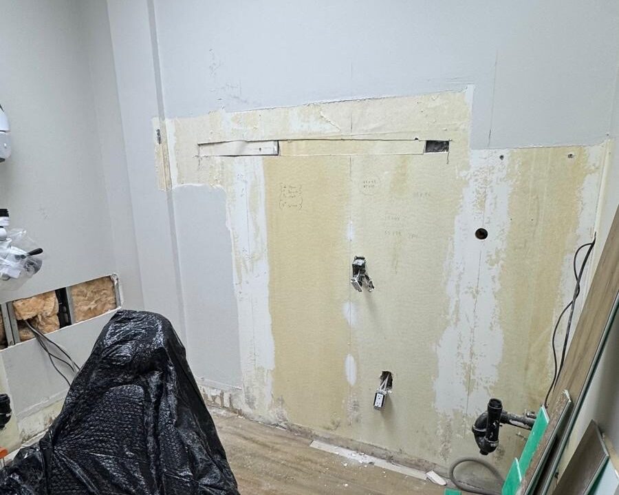 OP 2 room wall prep and cabinetry back plating preparation