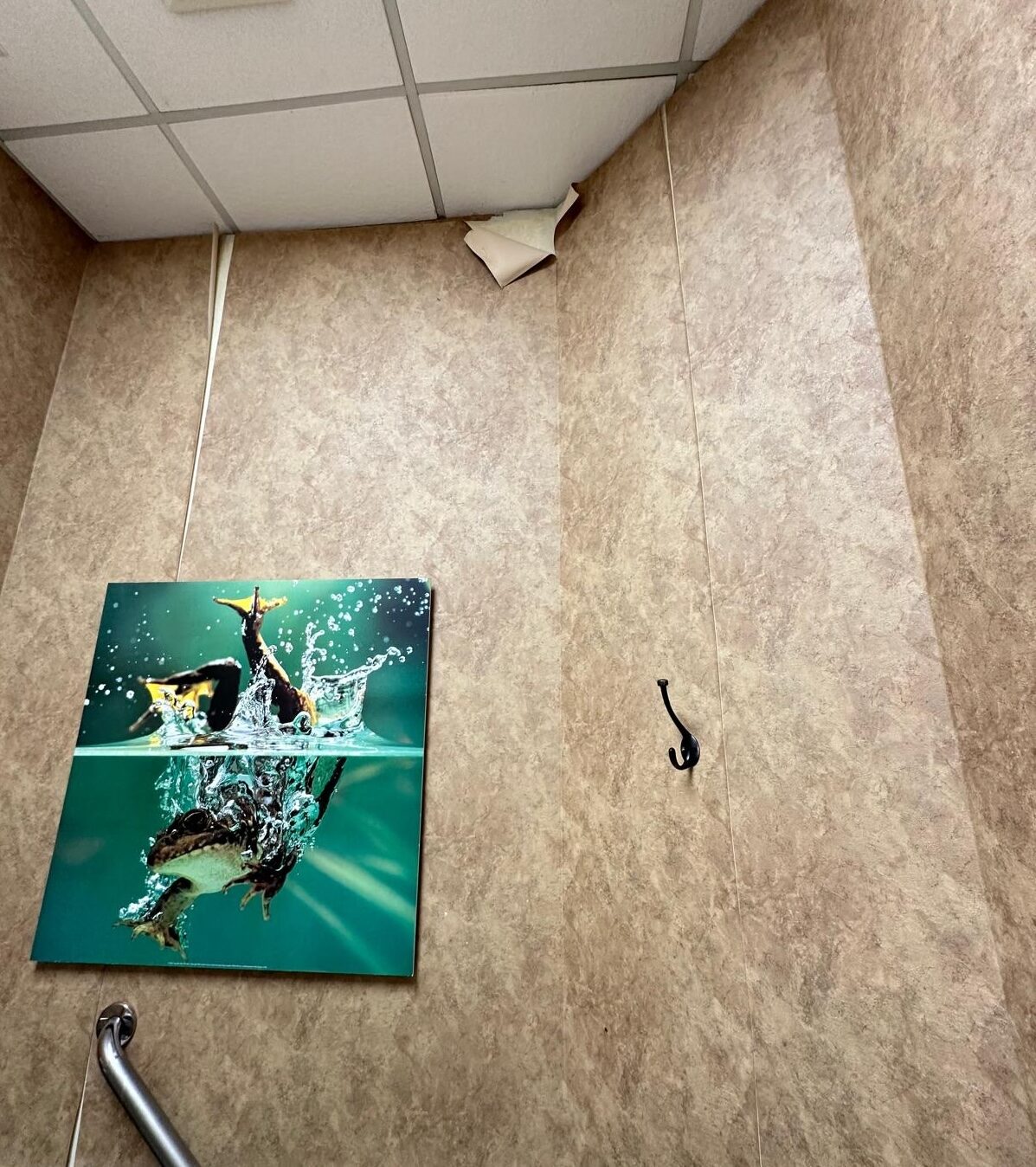 An operatory before, on old textured wallpaper walls.