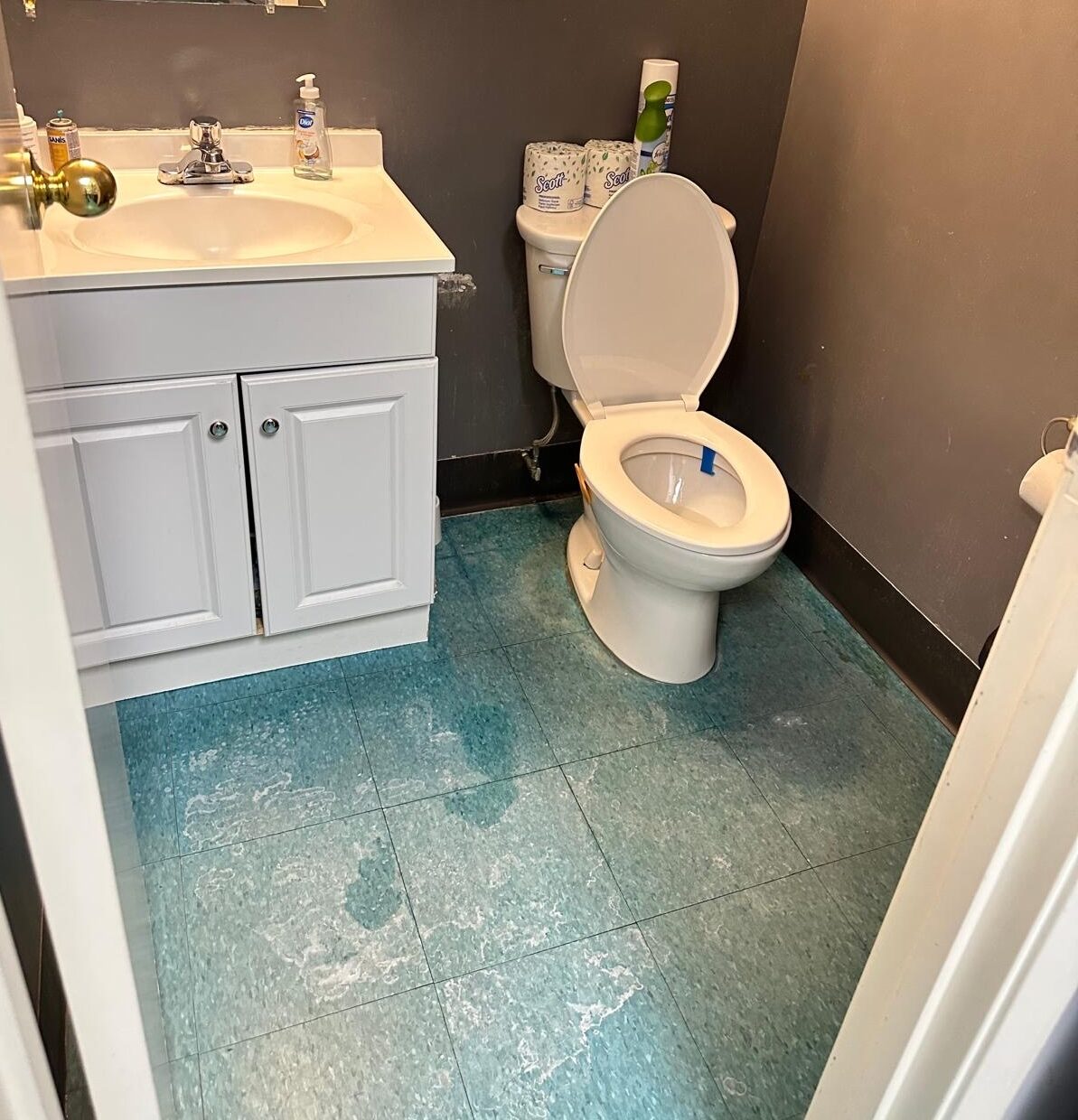 A washroom before its upgrade.